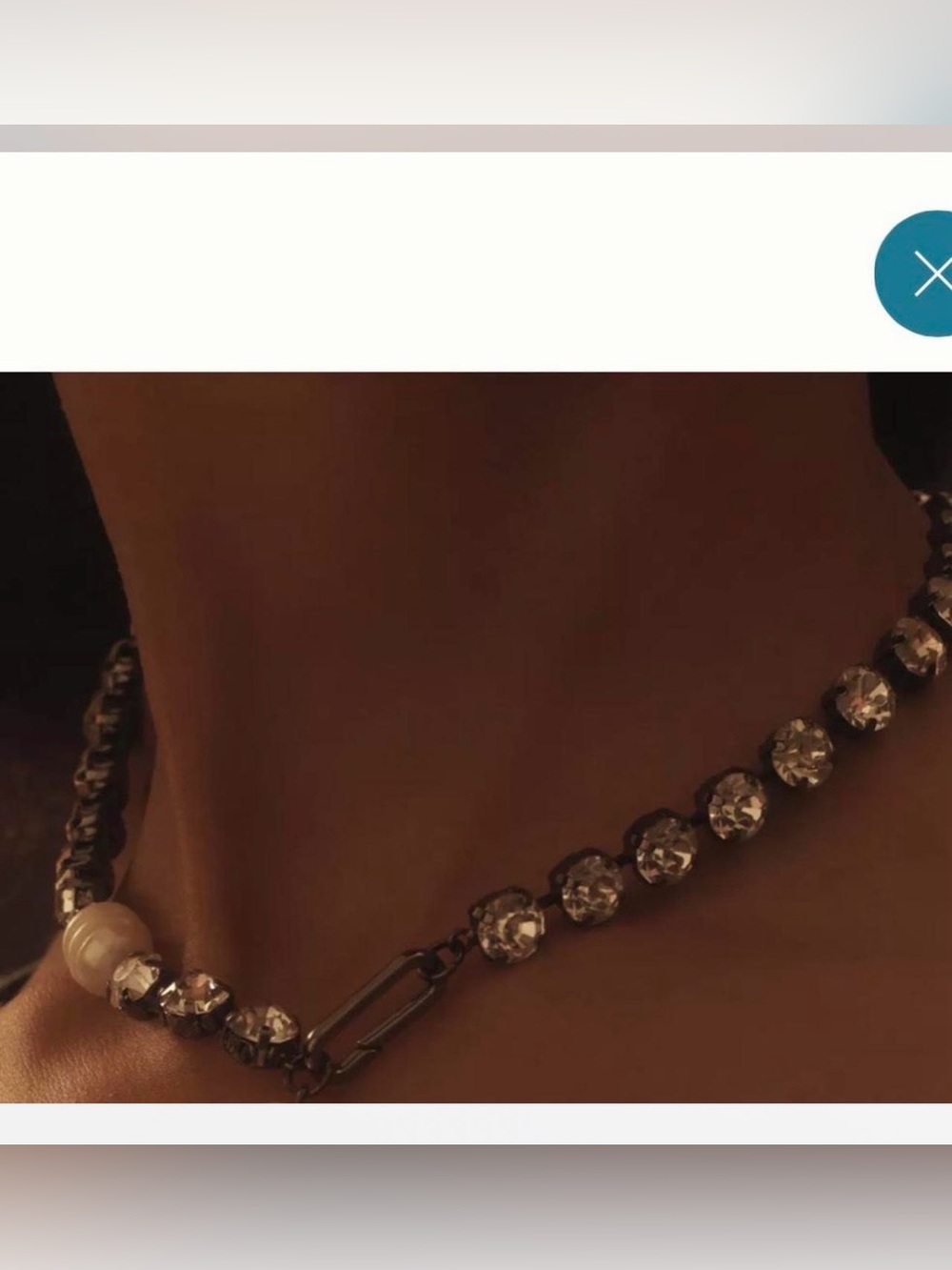 Anthropologie Crystal and Pearl Station Necklace in Silver